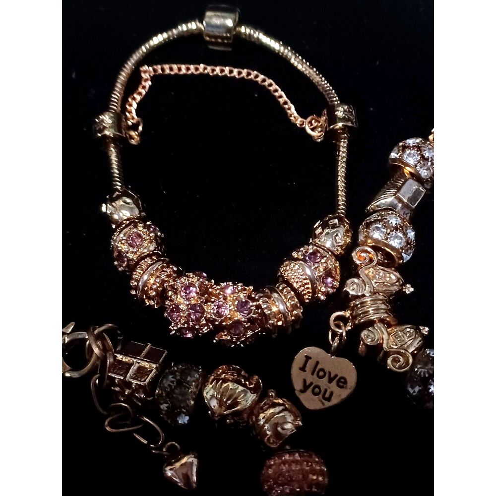 Set of 3 Gold-Toned Charm Bracelets - Picture 6 of 7